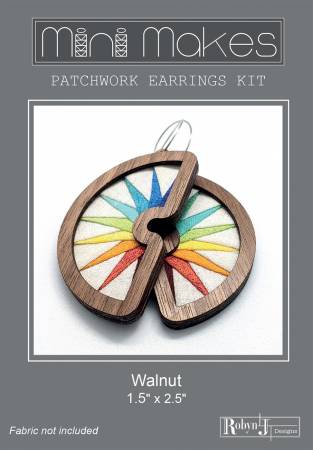 Patchwork Earrings Moon Kit and Pattern Walnut