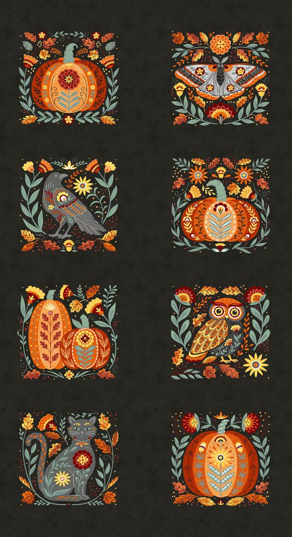 Fall Folktale Panel Midnight 56236 17 Moda #1