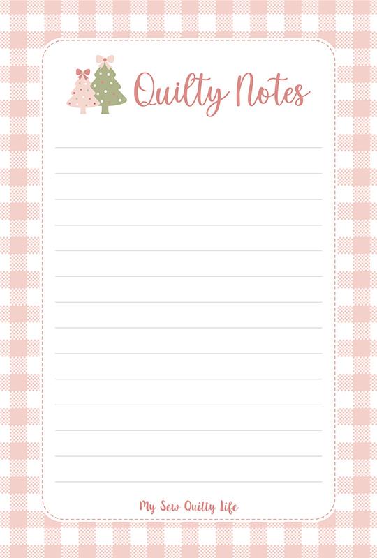 Notepad Gingham trees MSQL 172N Sew Quilty Life#1