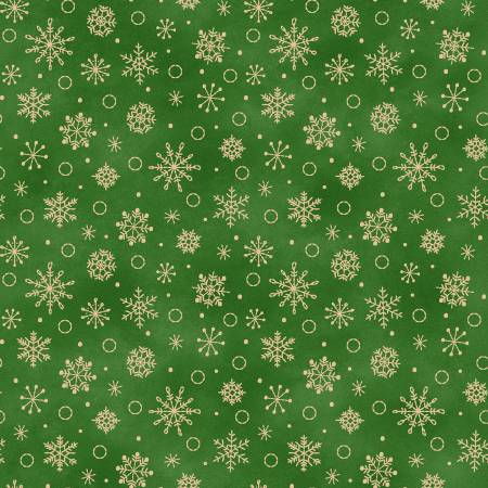 Christmas Time 11096-G Green Snowflakes