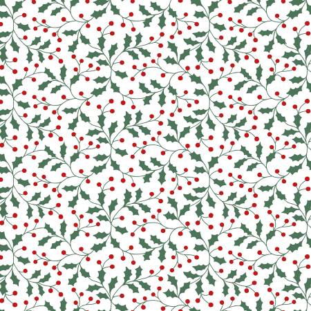 Merry Mix Metallic 11113M-WZ White/Multi Holly and Berries