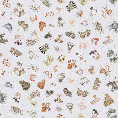 Together Is Better 11121-K Soft Grey Tossed Animals