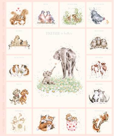 Together Is Better 11125-P Pale Pink Elephant Panel (36")