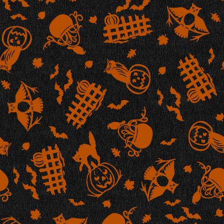 Pumpkin Grove 11181-JO Black/Orange Spooky Fences