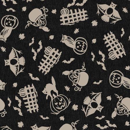 Pumpkin Grove 11181-JT Black/Tan Spooky Fences
