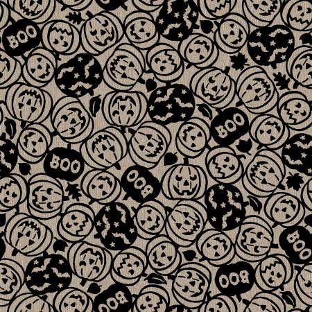 Pumpkin Grove 11182-TJ Tan/Black Spooky Pumpkins