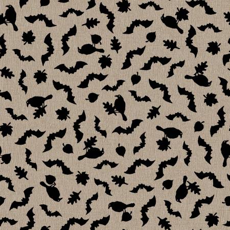 Pumpkin Grove 11185-TJ Tan/Black Bats And Crows