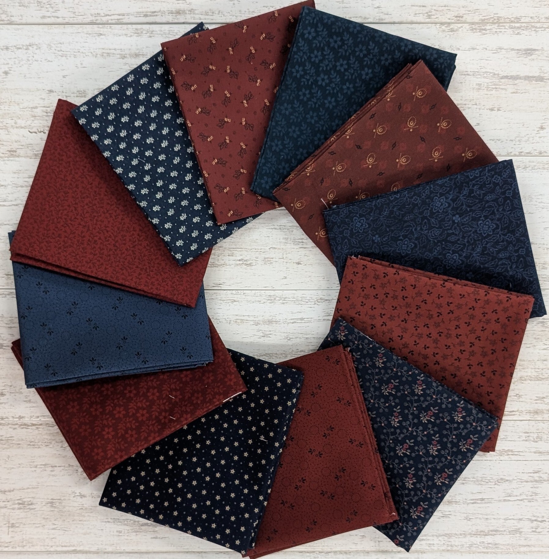 (12) Americana Red and Blue Fat Quarter Bundle