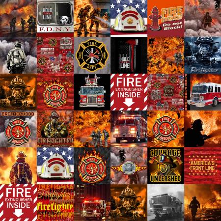 60" Wide Firefighter Cheater Quilt Allover Cotton