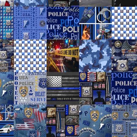 60" wide Police Dept Cheater Quilt Allover Cotton 1363PD