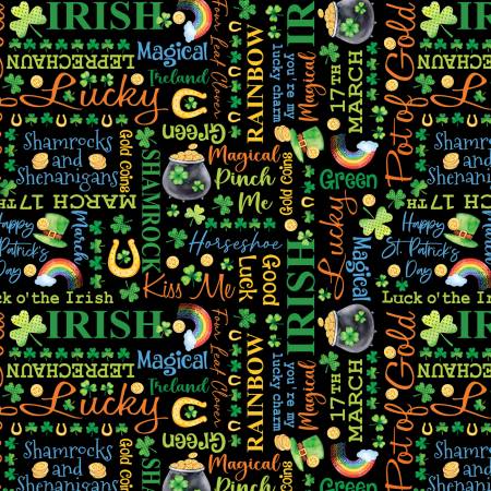 St Patrick's Day Lucky Words Black 14696B-12
