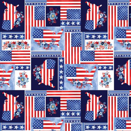 Faith Family Freedom - Americana Patchwork Multi Patriotic 14826-99