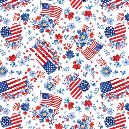 16" - Faith Family Freedom - America the Beautiful White Patriotic 14835-09