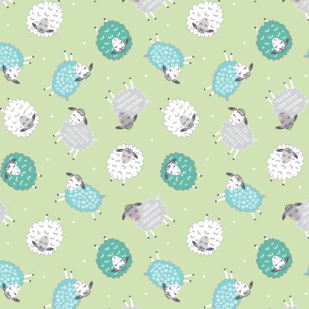 3/4 yard - Sweet Little Lamb Dreamy Little Lamb Green 14965-44