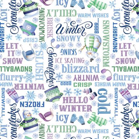 Snowflake Wishes 15189-09 Wintery Words White