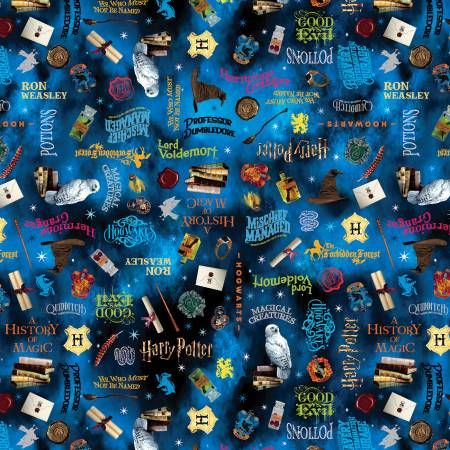 108" Wide Quilt Back - Harry Potter Words Blue15227W-55