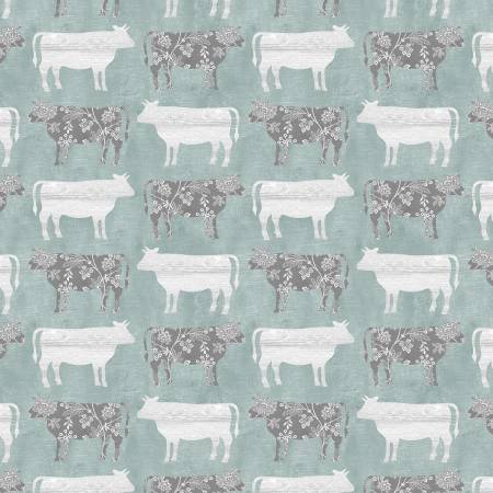Chalk Barn 16320-83 Calico Cows Medium Teal