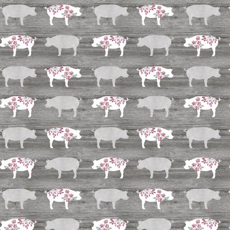 Chalk Barn 16322-15 Pretty Pigs Charcoal