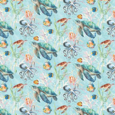 Under Sea World Lt.Turq./Multi Sea Turtles 16529-80