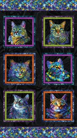 Cat Artistry Cat Artistry Black/Multi Cat Artistry Panel 16732B-12