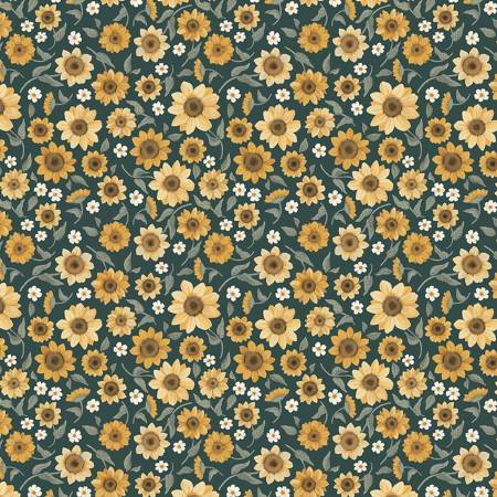 Heirloom Garden 16918-85 Sunflower Fields Dark Teal
