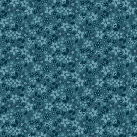 Holly and Hearth 17262-84 Star Flowers Teal