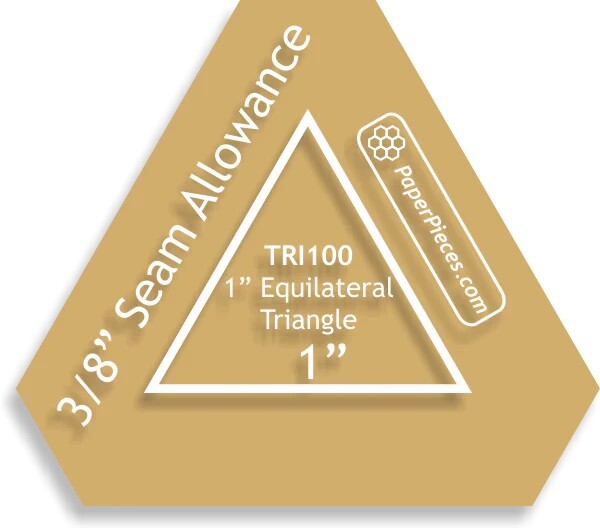 1" Triangle Acrylic Template with 3/8" seam allowance