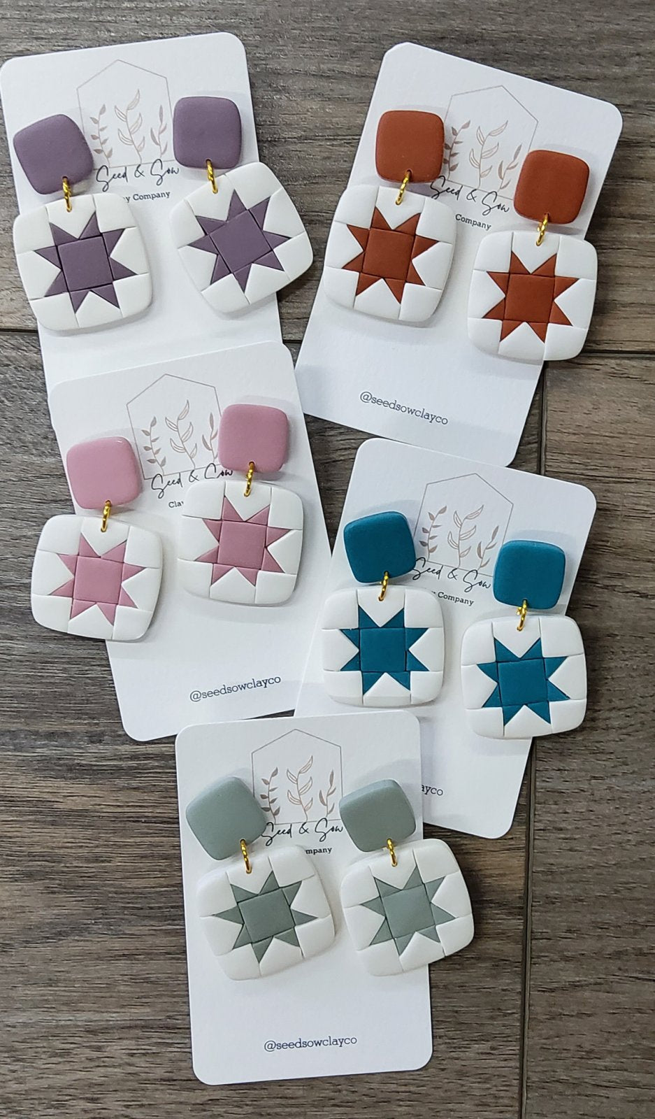 Handmade Star Clay Earrings