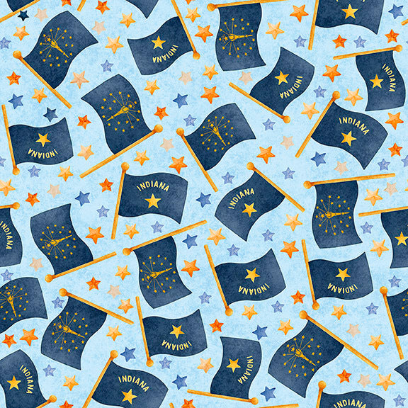 2026 All Indiana Shop Hop 32029-BMINK Light Blue Flags