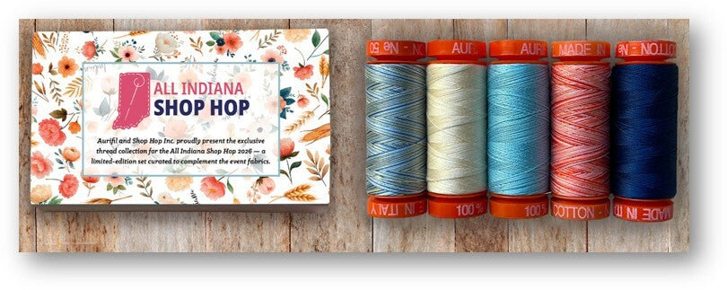 2026 All Indiana Shop Hop Aurifil Thread Pack (5 Spools Small Spools)