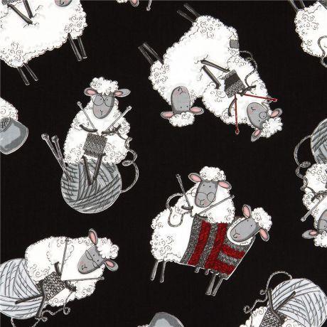 Knitting Tossed All Over Sheep C7587-Black