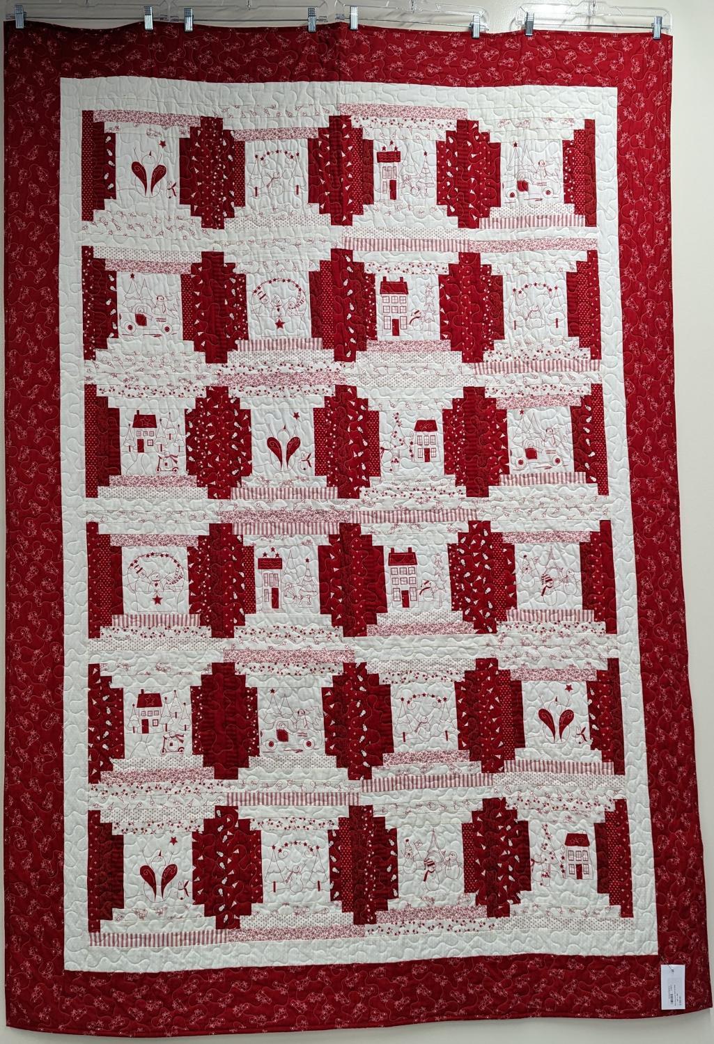 Red Snowman Side to Side 59" x 84"