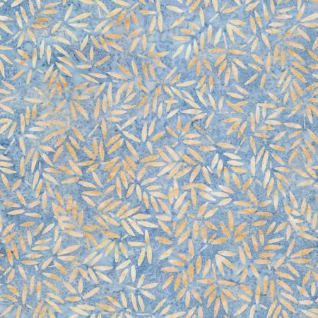 Del Mar Batiks Blue/Orange Bamboo Leaves Batik 22175-448