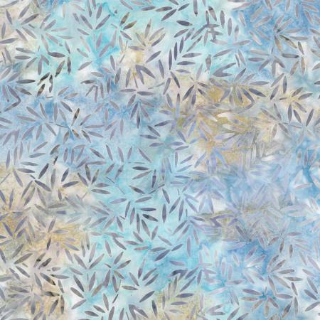 Del Mar Batiks Blue/Tan Bamboo Leaves Batik 22175-492