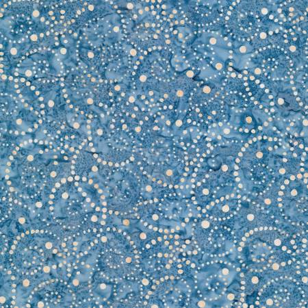 Del Mar Batiks Blue/Tan Pointillist Scroll Batik 22264-442