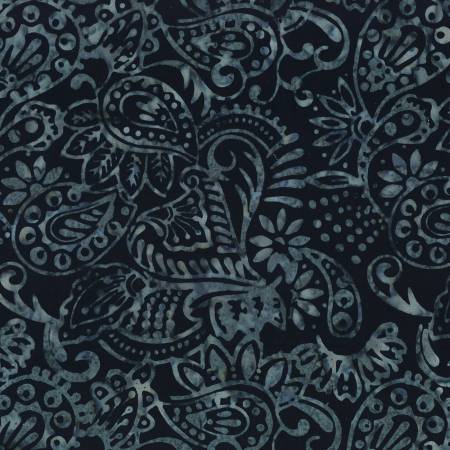 Starlight Batiks 22288-944 Black Dots & Leaves Batik