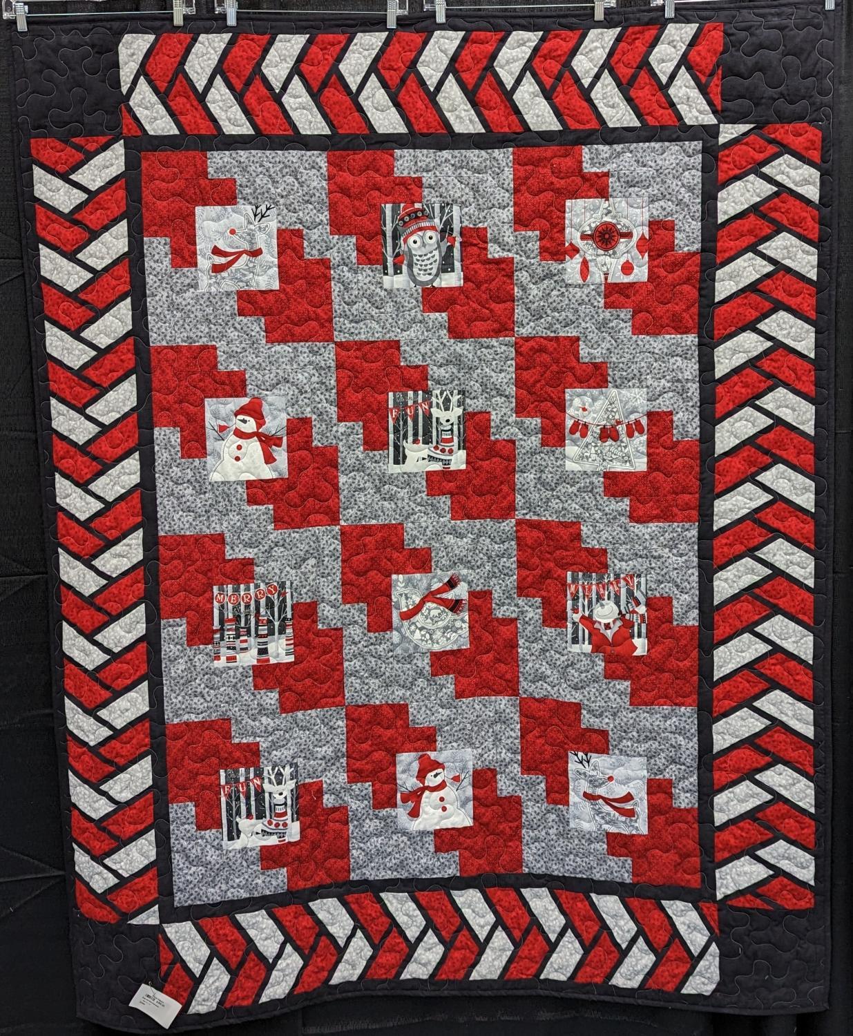 Gray and Red Snowman Size: 61 x 75