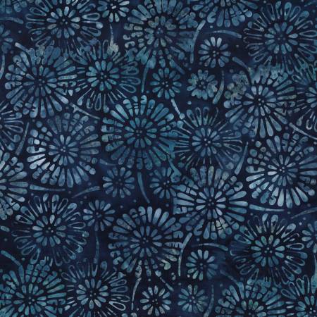 Shoreline Batik Dark Blue Flower Burst 22300-441
