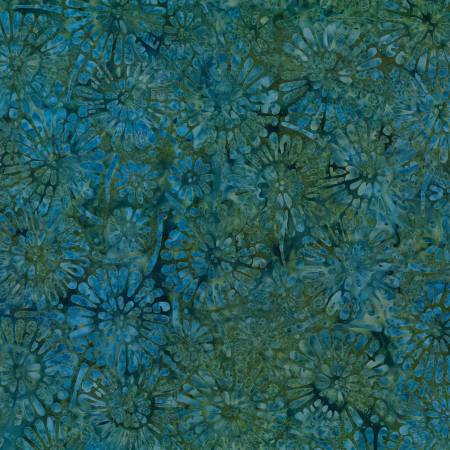 Shoreline Batik Dark Green Flower Burst 22300-747
