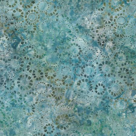 Shoreline Batik Blue/Green Mosaic Circles 22302-474