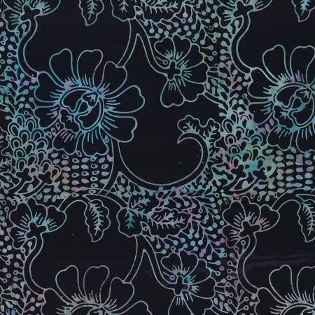 Moonshadow Batik Black Tropical Floral Batik 22306-967