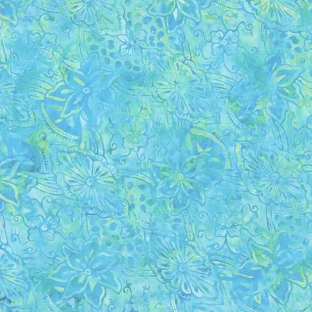 Moonshadow Batik Dark Aqua Medallion and Florals Batik 22307-477