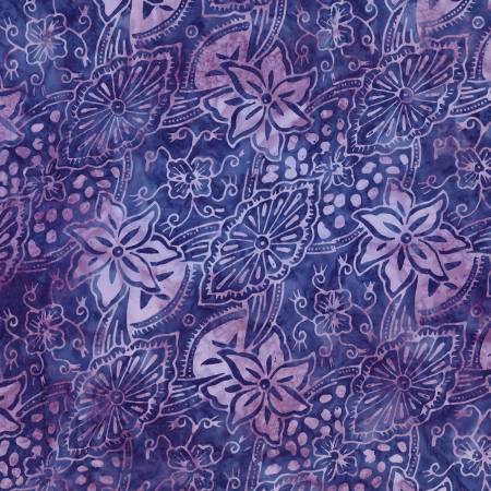 Moonshadow Batik Purple Medallion and Florals Batik 22307-663