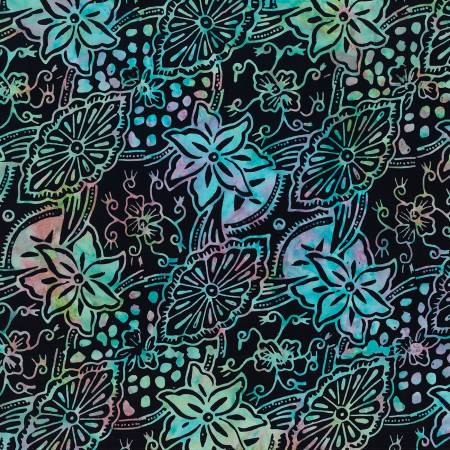 Moonshadow Batik Black Medallion and Florals Batik 22307-976