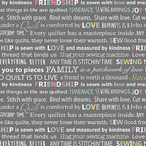 Words to Quilt By 6975-11 Gray Words