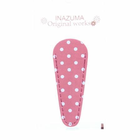 2.5" Long - Leather Polka Dot Embroidery Scissors Case Pink