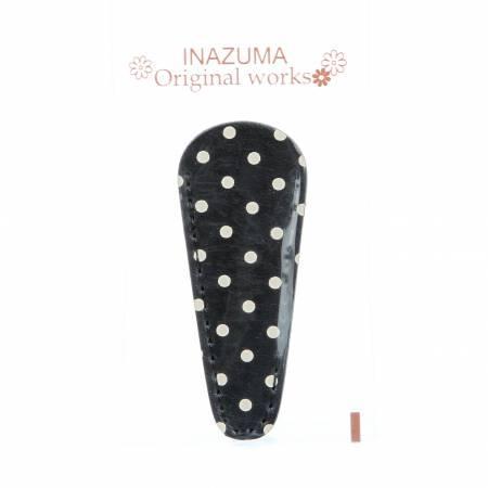 2.5" Long - Leather Polka Dot Embroidery Scissors Case Black