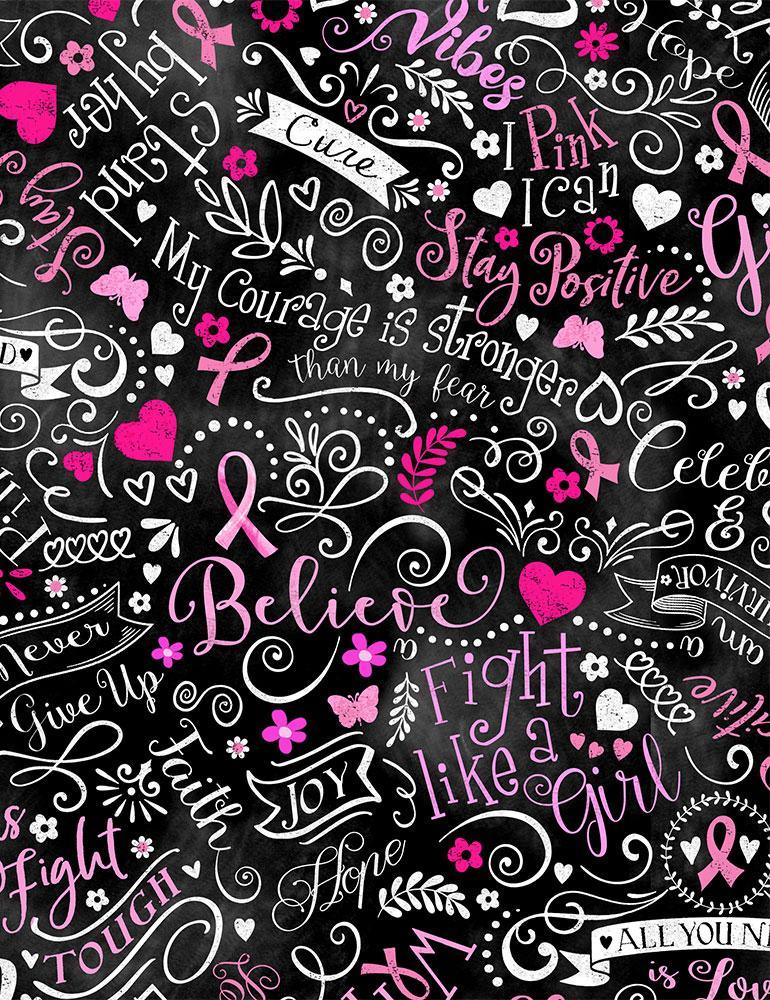 Pink Ribbon Chalk Board C8408-Black