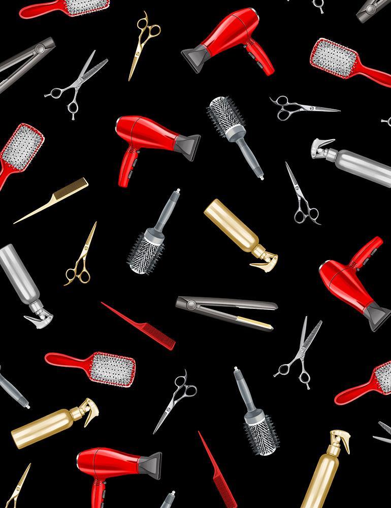 7/8 yard - Hair Dresser C8938-Black