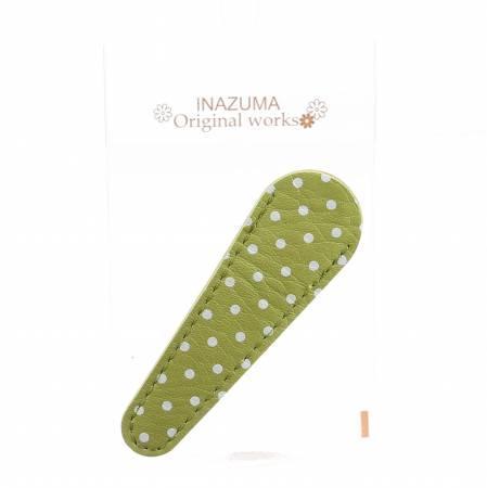 3 3/8" Long - Leather Polka Dot Scissor Sheath Green Long